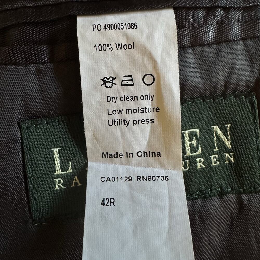 Lauren Ralph Lauren Sport Coat Men 42R Herringbone Brown Elbow patches Perfect - Picture 11 of 16